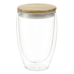 Tasse en verre Easton avec couvercle 100 % bambou FSC, 12 oz