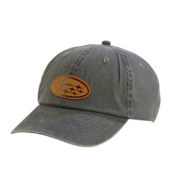 Gray Leather Patch Cap