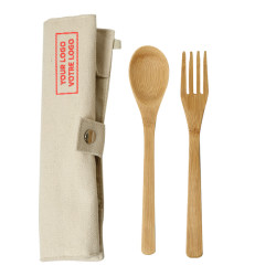 Green Bay Bamboo Utensils With Carry Pouch