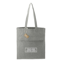 Recycled Cotton Herringbone Tote with Zip Pocket