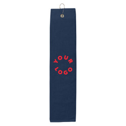 Folded Golf Towel with Metal Grommet and Hook