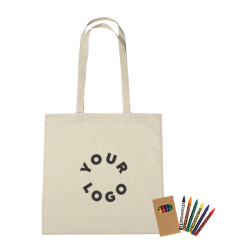 100% Cotton Coloring Tote Bag with Crayons