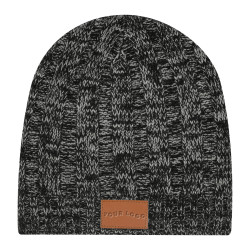Knit Beanie with Leather Tag