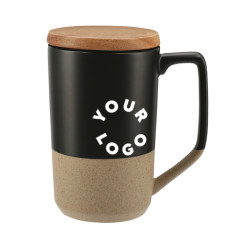 16 oz. Tahoe Tea & Coffee Ceramic Mug with Wood Lid