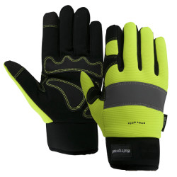 Hi-Viz Water-Resistant & Winter-Lined Touchscreen Mechanic Gloves
