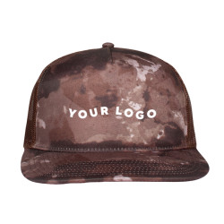 Structured 5-Panel Abstract Camo Trucker Cap w/Snapback Closure